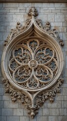Obraz premium Ornate stone window design on a wall