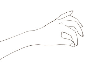 つまんで持ち上げる動作の手　イラスト