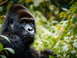 Fototapeta premium Majestic Mountain Gorilla in Bwindi Impenetrable Forest, Uganda