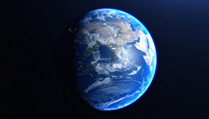 Glowing Blue Marble: Earth's Majestic Transition from Day to Night Over Asia