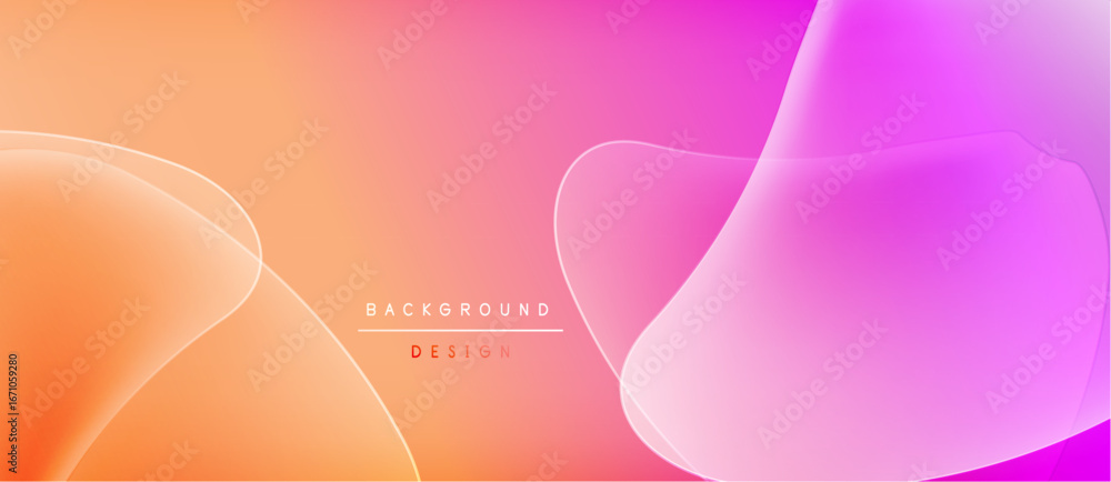 Poster Abstract fluid shapes blend orange, pink hues. Gradient background creates dynamic visual effect. Modern design element for projects.