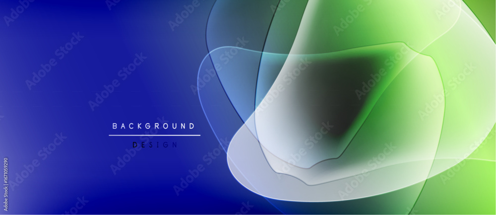 Poster abstract flowing shapes, blue green gradient. modern design elements create dynamic visual effect. m