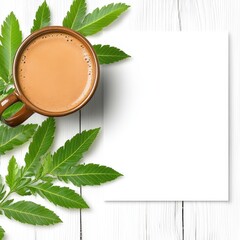 Enjoying herbal tea cozy home beverage photography natural setting top view relaxation concept