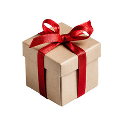 Obraz premium Square Gift Box with Red Ribbon, Holiday Present, Birthday Surprise stock asset