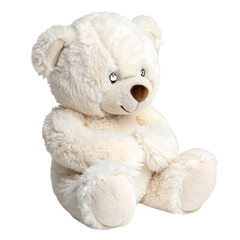 Watercolor Adorable Cream Teddy Bear Isolated on Transparent Background