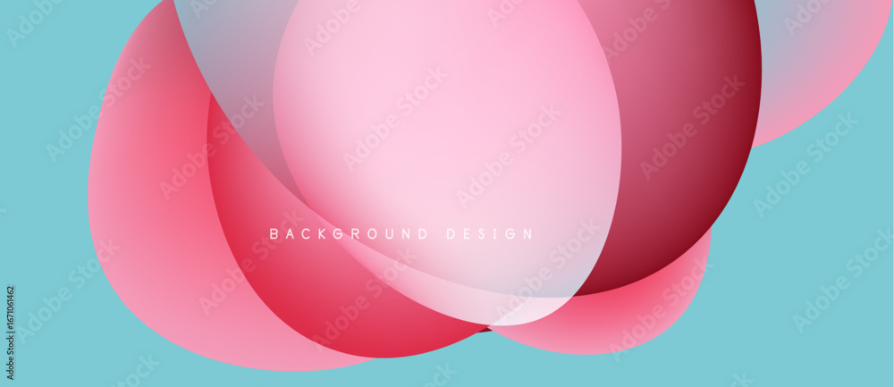 Poster abstract flowing shapes, pink hues dominate over light blue backdrop. minimalist design with text el