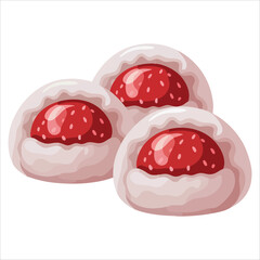 traditional Japanese mochi rice dessert with sweet filling vector art isolated on white background