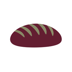 A loaf of bread with a brown crust and green stripes. Simple and minimalistic design suitable for food-related graphics
