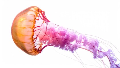 A vibrant jellyfish floats gracefully in the ocean depths.