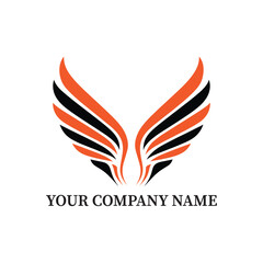 Abstract Wing Logo Design in Black and Orange Colors Isolated on White Background