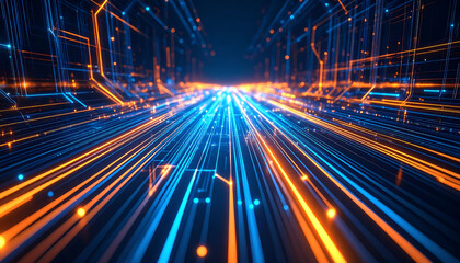 Futuristic pathway glowing lines