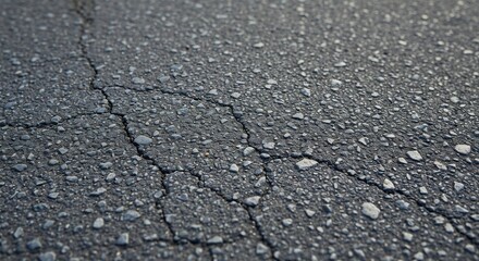 Obraz premium Closeup of cracked asphalt with visible aggregate material