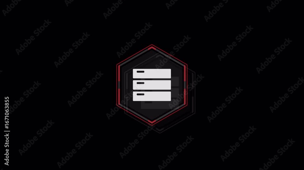 Poster cybersecurity server data protection: animated hexagon hud