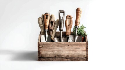 Wooden garden tools box