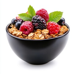 Fresh berry oatmeal bowl kitchen food photography bright environment close-up healthy eating concept