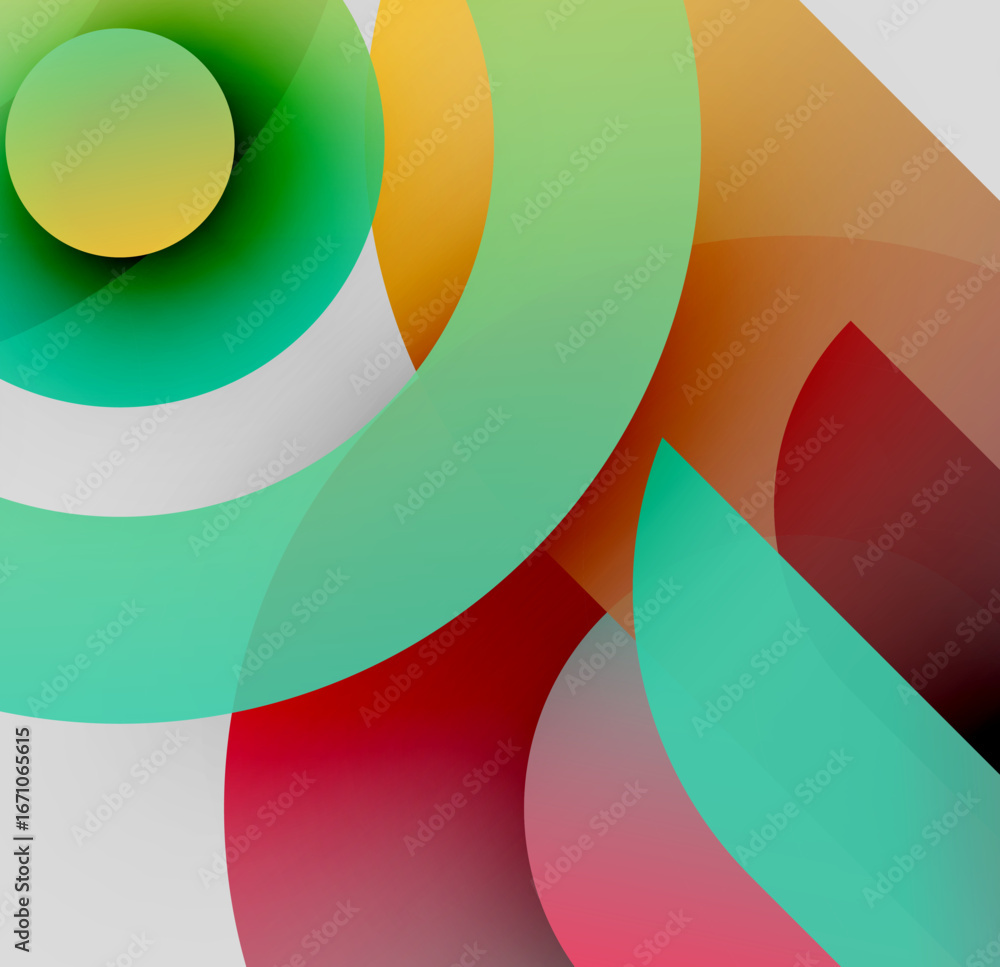 Aufkleber abstract composition. overlapping colorful circles create dynamic visual effect. gradient shades, mo