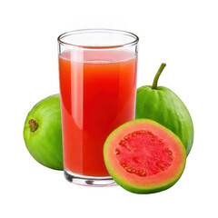 Guava juice glass, isolated on white and transparent background.