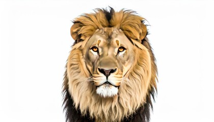Majestic lion portrait, powerful gaze, golden mane, wild animal, wildlife photography.