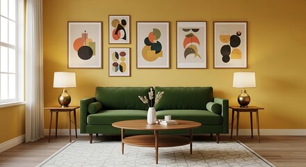 Mid-Century Modern Living Room Interior Design.