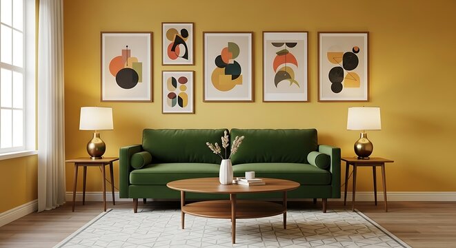 Mid-Century Modern Living Room Interior Design.
