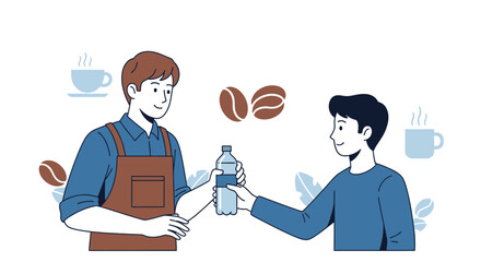 Obraz premium Barista Offering Refreshment To Customer In A Clean And Modern Coffee Shop Setting
