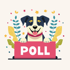 Fototapeta premium Poll vector illustration decorated with playful dog elements in a clean, modern style.