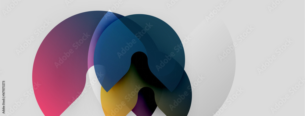 Aufkleber abstract colorful circles overlap, creating interesting shapes. soft gradients blend hues, forming m