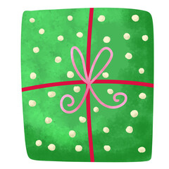 Watercolor Christmas Presents Isolated on White Background