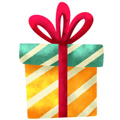 Watercolor Christmas Presents Isolated on White Background