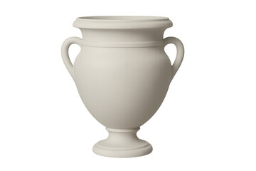 Obraz na płótnie Canvas Classic white ceramic vase with two handles, isolated on a transparent background, ideal for compositions and designs related to history, art, and decoration