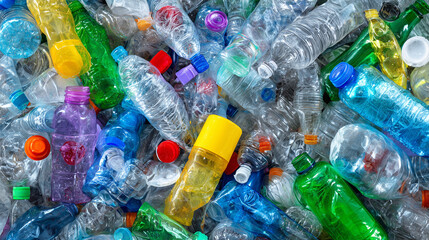Assorted Colorful Plastic Bottles Highlighting Recycling and Environmental Concerns