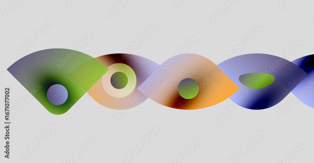 Aufkleber abstract colorful shapes overlap, creating dynamic visual pattern. circles, curves, gradients blend 