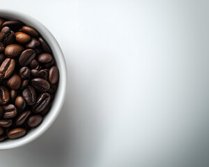Close-Up View of Coffee Beans in a White Ceramic Bowl