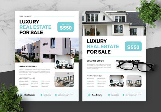 Blue And Black Real Estate Flyer