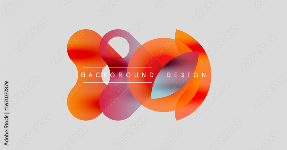 Poster abstract colorful shapes overlap, creating dynamic background. text reads background design. minimal
