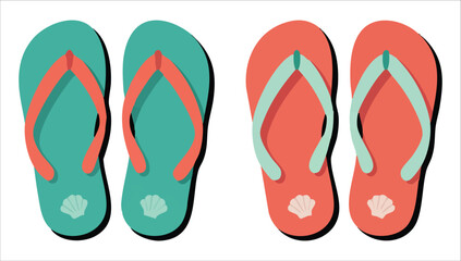 colorful summer flip flops set for beach holiday designs vector art isolated on white background