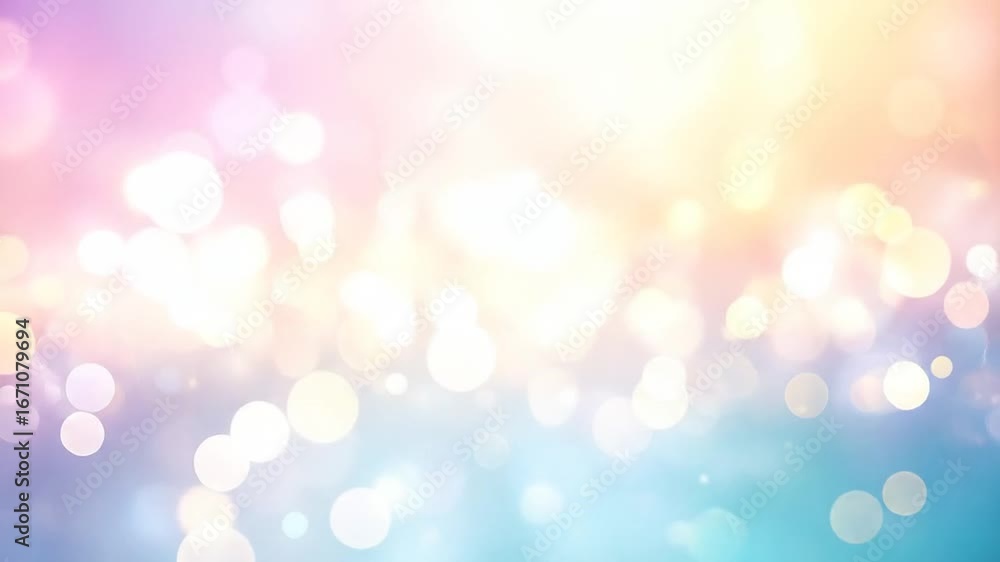 Poster pastel color abstract bokeh background with blurred lights glowing circles and soft festive celebrat