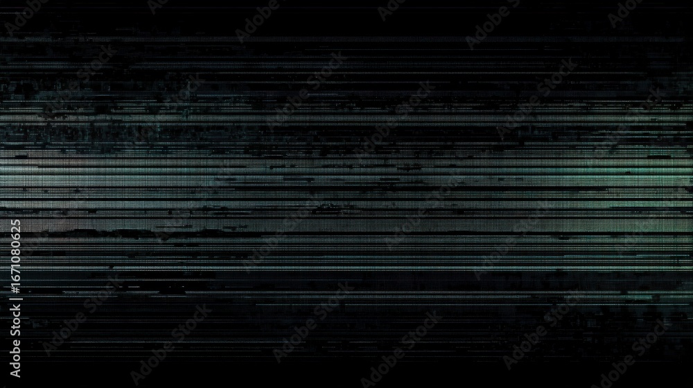 Poster a dark, abstract image featuring horizontal lines and a glitch effect, evoking a sense of digital di