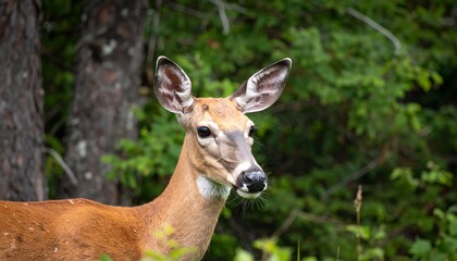 Deer Portrait in Forest, Summer