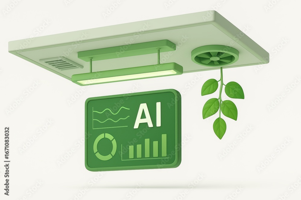 Aufkleber green technology innovation concept with artificial intelligence and growth data visualization