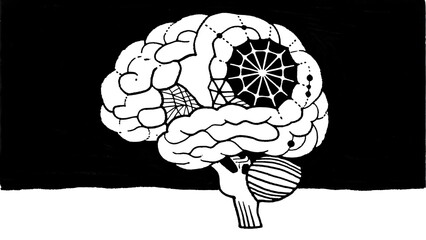 Abstract line art of a brain with geometric patterns, merging science and art, perfect for educational or psychology-themed projects.