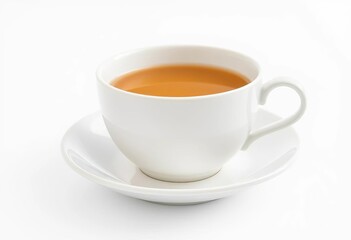 Clean white ceramic teacup and saucer isolated on white background,  kitchenware,  drink