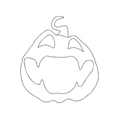 Outline for Coloring of Halloween Pumpkin. One of the Fall Holiday Symbol. Vector Illustration.