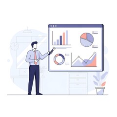 Flat Illustration of Business Presentation