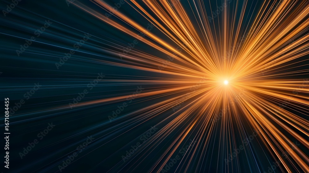 Poster the image showcases a burst of warm, golden light rays emanating from a central point against a deep