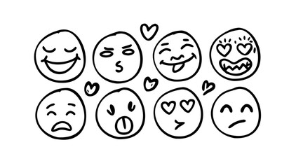 Black Hand Drawing of a Smiling Face Emoji doodle hand drawn