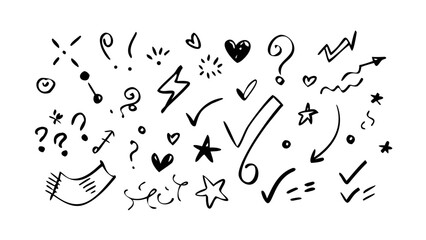 Black doodle comic character with speech bubble white