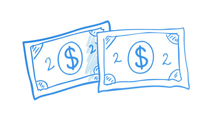 Blue dollar bills doodle money currency