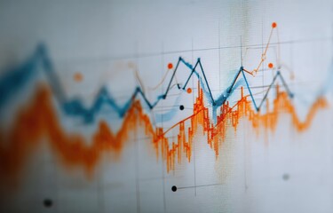 Close-up financial chart showing fluctuating lines
