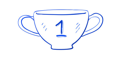 Blue trophy with number one award winner